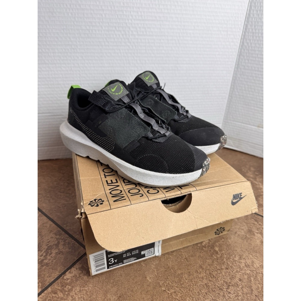 Nike Crater Impact Boys' Black Green Sneakers DB3551-001 Size 3Y
